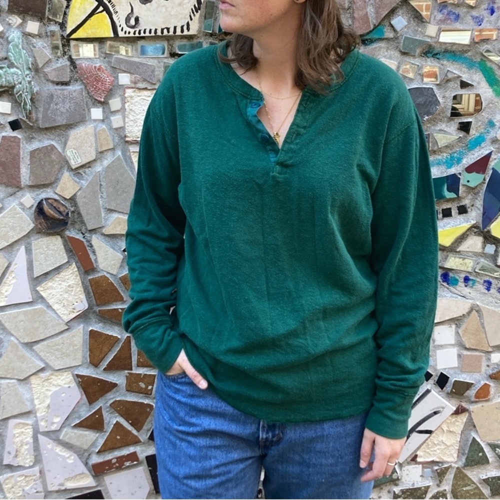Vintage LL Bean forest green two layer henley